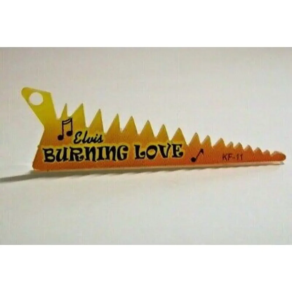 Elvis Presley Pinball KEYCHAIN Burning Love Yellow Flame Plastic Game Promo 2004